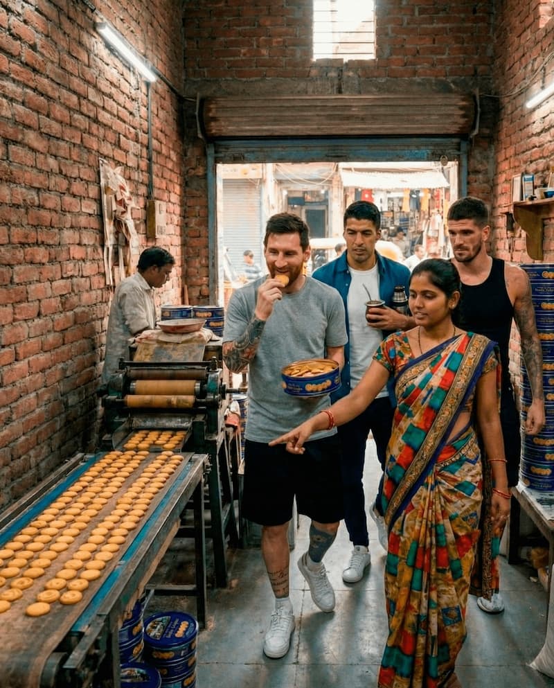 Messi Raids the Danish Cookie Tin in India — Ai Generated Shitpost meme
