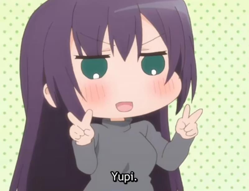 Chibi Girl Says Yupi With Peace Signs — Anime Reaction meme