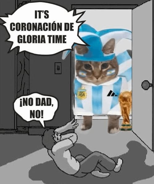 Argentina Cat With Trophy Says It's Coronation Time — Argentina Futbol meme