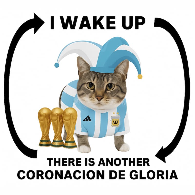 Argentina Cat Wakes Up Coronacion — Argentina Futbol meme