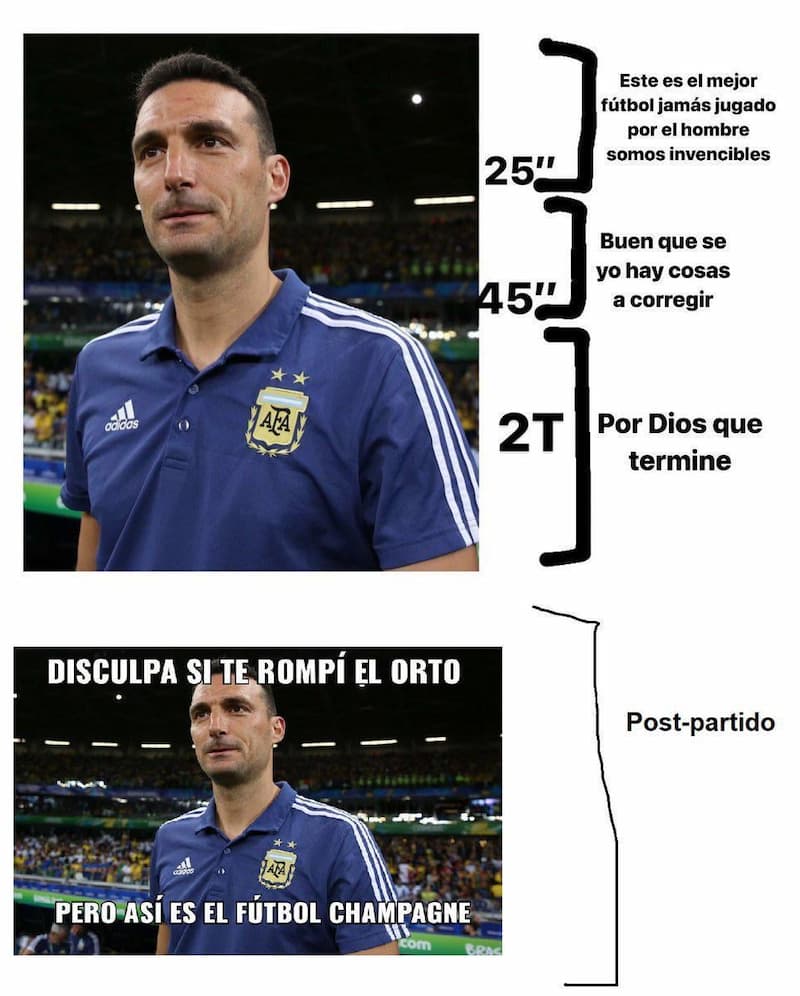 Scaloni Fan Goes From Panic to Champagne — Argentina Futbol meme