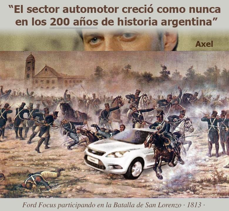 Ford Focus Photoshopped Into Battle of San Lorenzo — Argentina Politics meme
