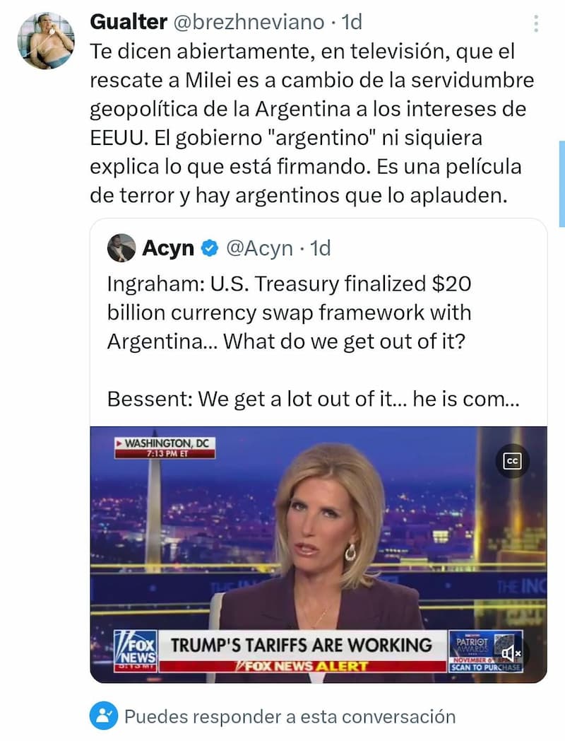 Milei Rescue Deal Fox News — Argentina Politics meme