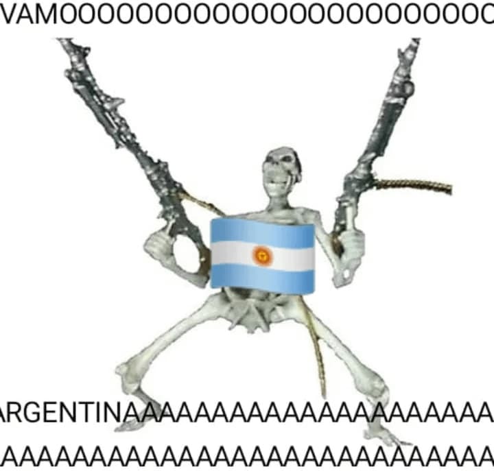 Esqueleto armado grita VAMOOOO ARGENTINAAAA — meme de Argentina Shitpost