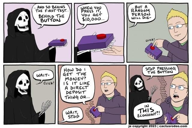 Death Button Pressing Dilemma — meme de Button Choice