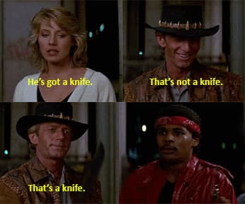 Cocodrilo Dundee Explica Lo Que Es Un Cuchillo De Verdad — meme de Crocodile Dundee