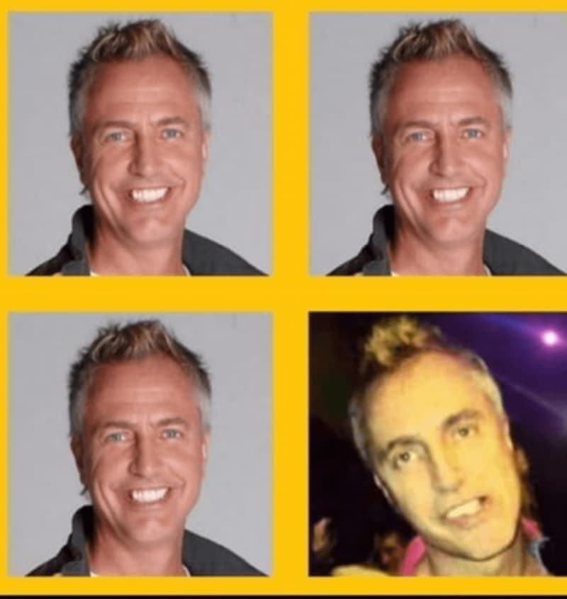 La Misma Sonrisa Intentada en la Vida Real — meme de Four Panel Reaction