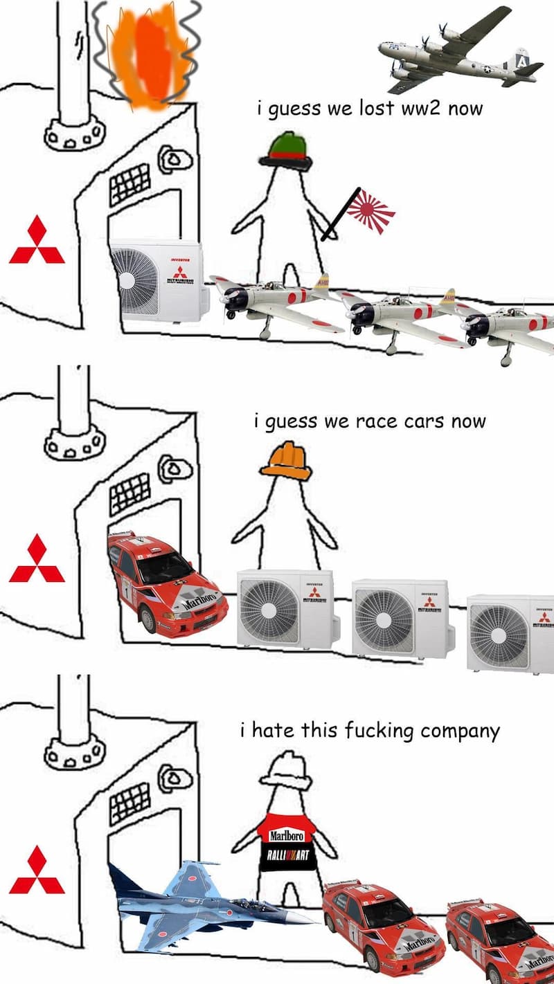 Mitsubishi Pasó de Aviones Zero a Aires Acondicionados — meme de History Meme