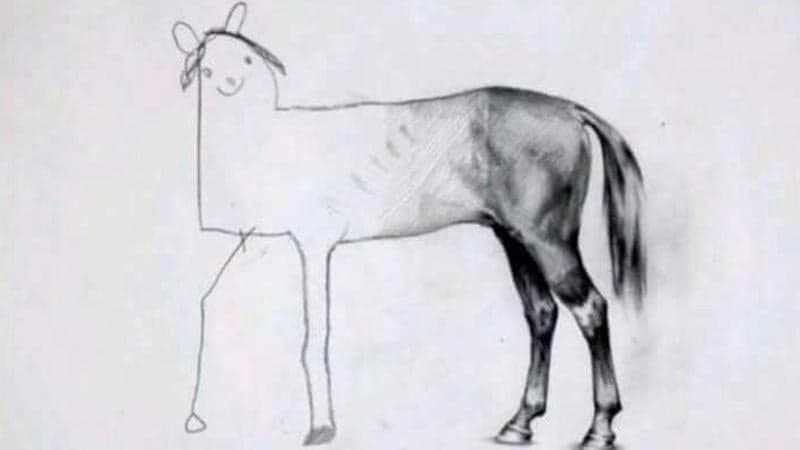 El Deadline Te Mata La Motivación A Mitad Del Dibujo — meme de Horse Drawing