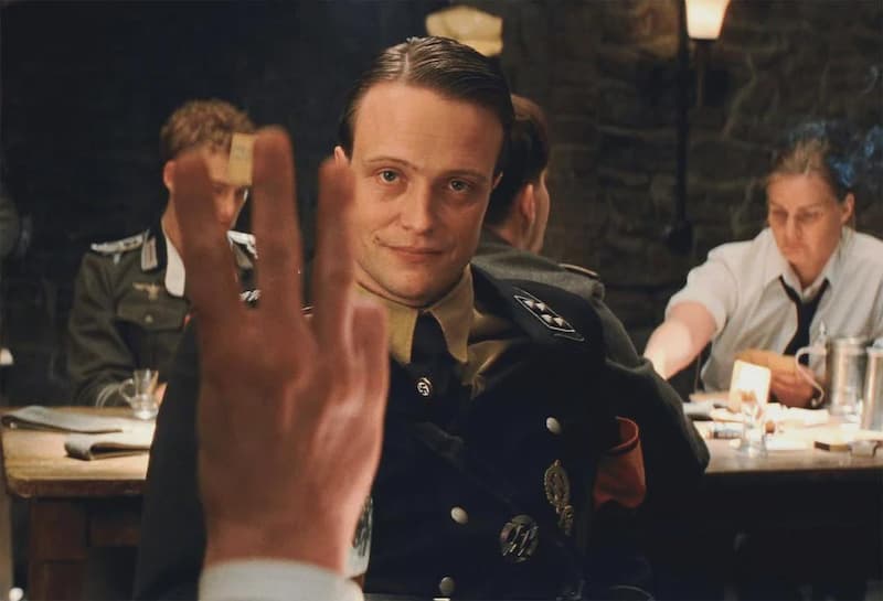 Wrong Hand Gesture Blows The Spy's Cover — Inglourious Basterds meme