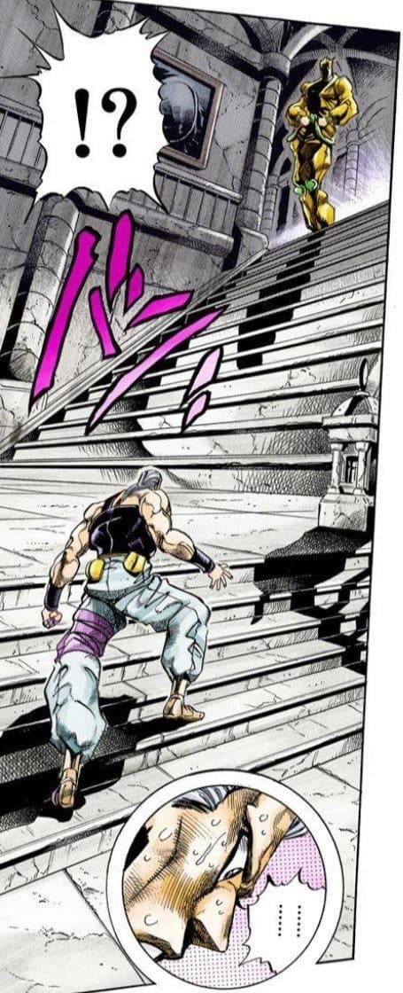 Jotaro Approaches DIO On The Stairs — Jojo Approaching meme