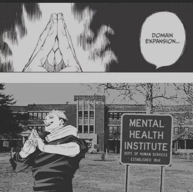 Gojo Expande el Dominio en el Instituto de Salud Mental — meme de Jujutsu Kaisen Anime