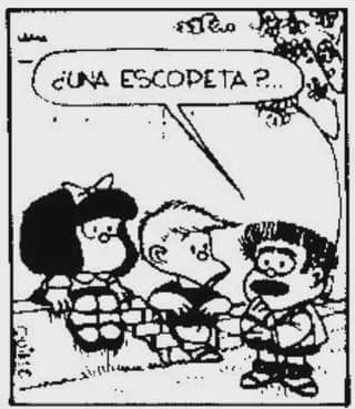 Mafalda Panel Character Asks A Shotgun — Mafalda meme