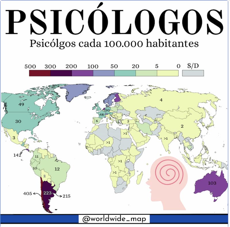 Psicólogos Por Habitante Mundial — Mapa Humor meme