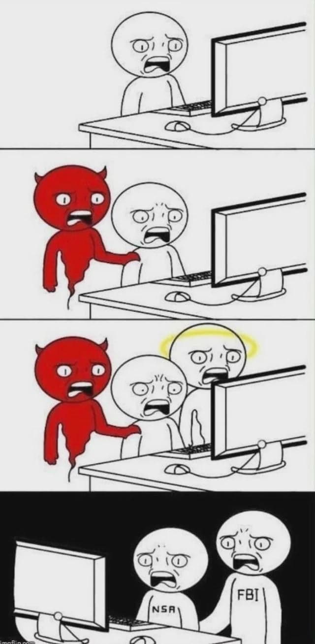 El Ángel y el Diablo Pierden Ante la NSA y el FBI — meme de Rage Comic
