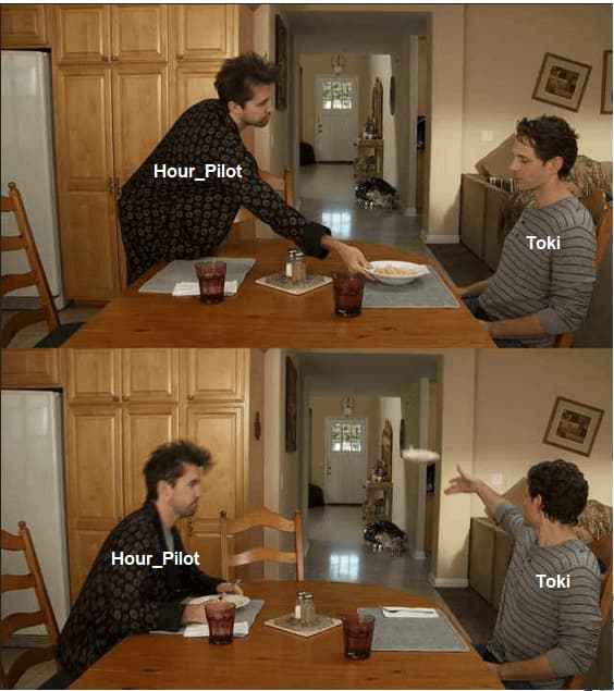 Hour Pilot vs Toki Argument — meme de Reaction