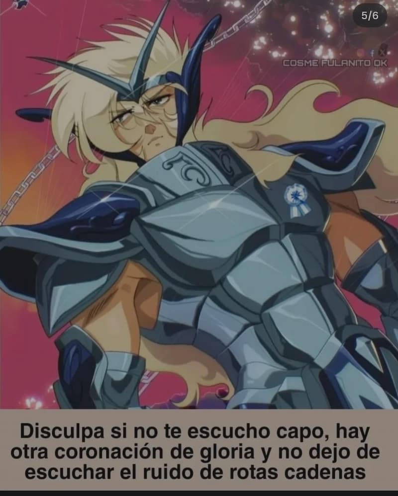 Hyoga No Escucha Porque Racing Salió Campeón De Nuevo — meme de Saint Seiya