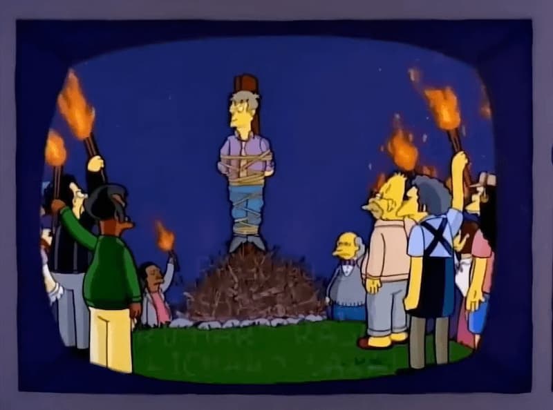 La Turba de Springfield Saca las Antorchas — meme de Simpsons