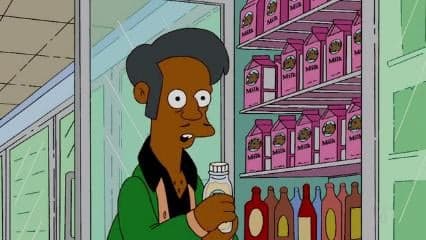 Apu Caught Glancing Back at the Milk — Simpsons meme