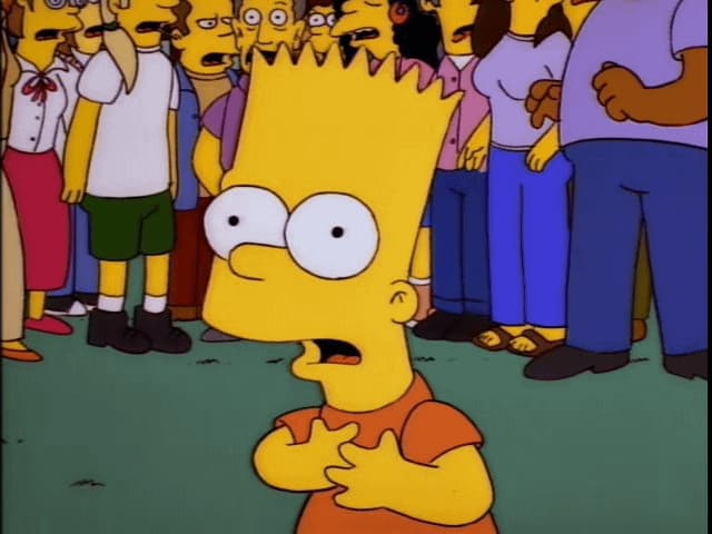 Bart en Shock Mientras Todo Springfield Mira — meme de Simpsons