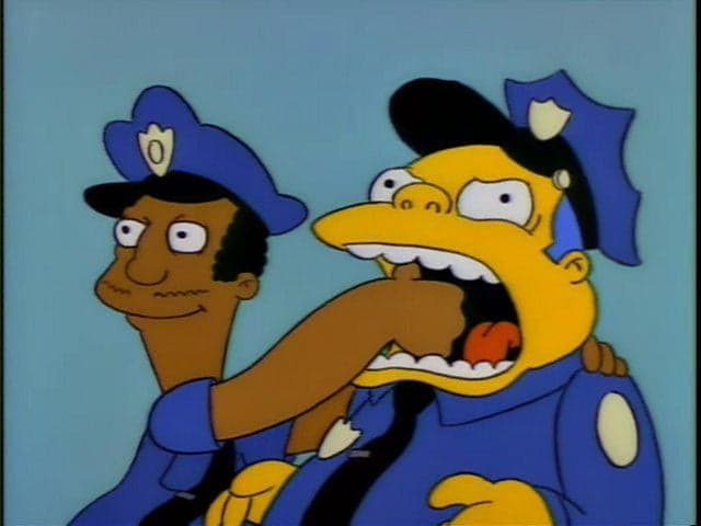 Wiggum Panics Lou Just Stands There — Simpsons meme
