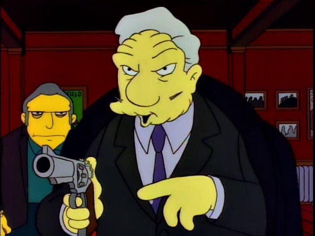 Fat Tony Simpsons Pointing Gun — Simpsons meme