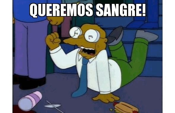 Angry Mob Holds Up Hans Moleman For Blood — Simpsons meme