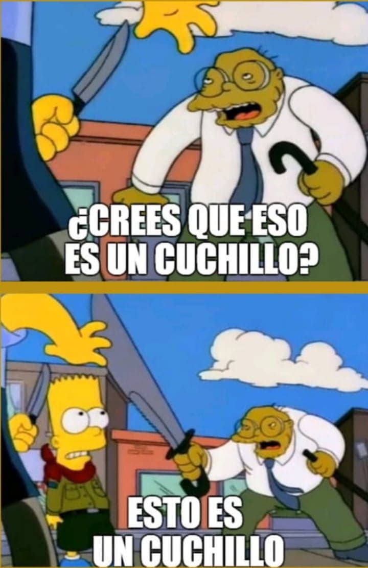 Hans Moleman Does Crocodile Dundee With Bart — Simpsons meme