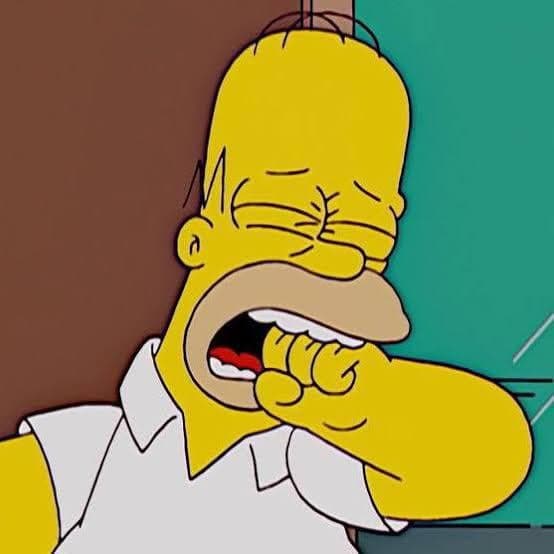 Homer Simpson Crying With Fist In Mouth — Simpsons meme
