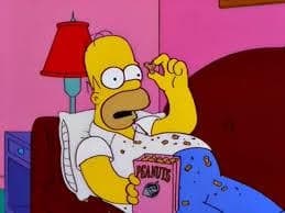 Homer Simpson Eating Peanuts On The Couch — Simpsons meme