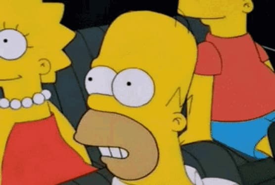 Homer Agarra El Volante Con Nerviosismo Con Los Pibes — meme de Simpsons