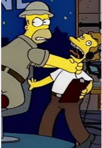 Homer Estrangula A Bart De Noche En Exteriores — meme de Simpsons