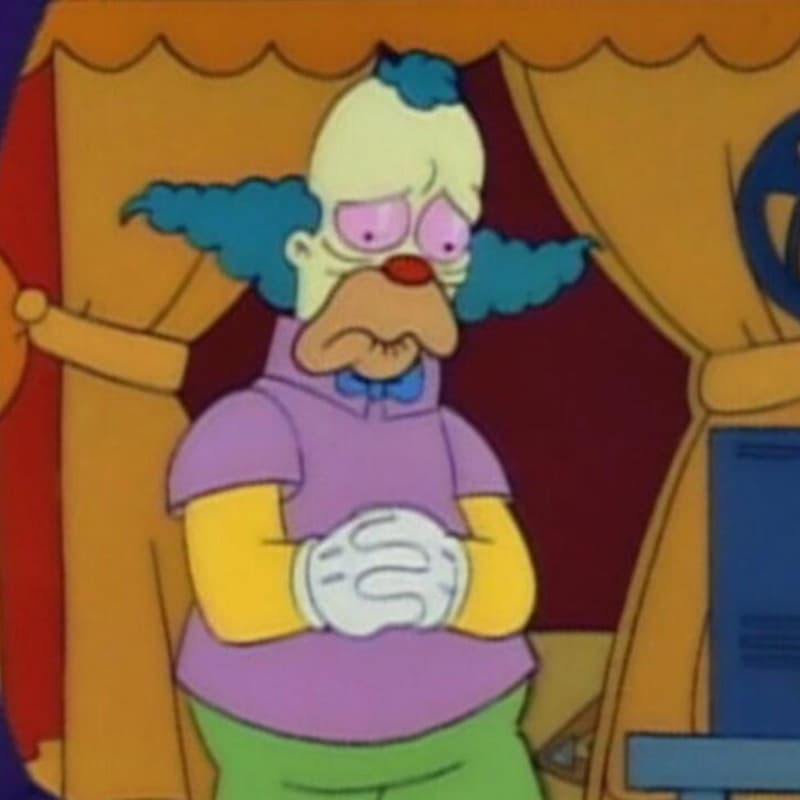 Krusty The Clown Looks Completely Defeated — Simpsons meme