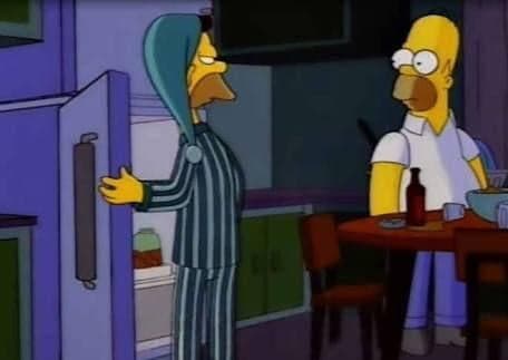 Marge Opens Fridge While Homer Watches Silently — Simpsons meme