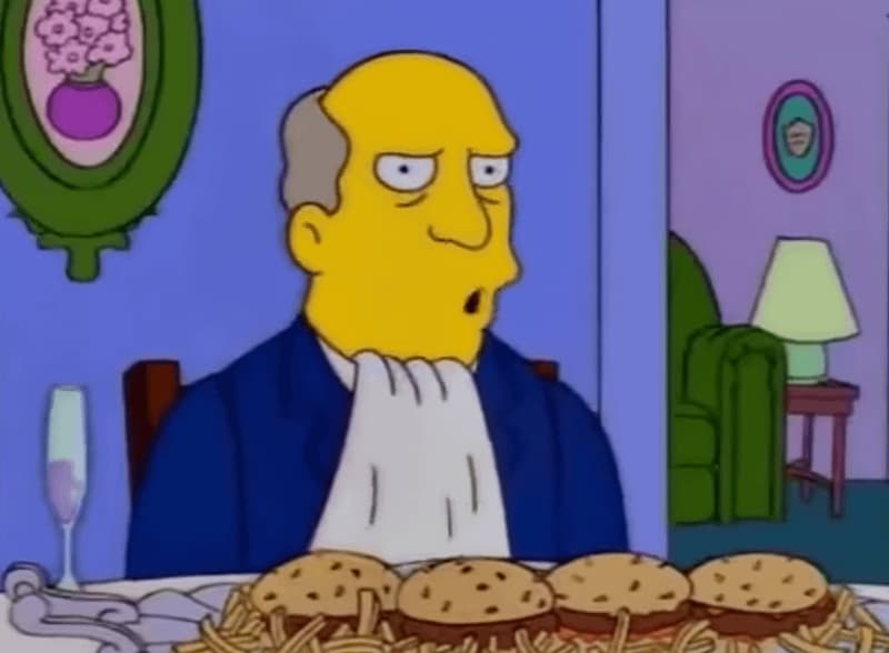 Skinner Se Come Las Uñas En La Escena De Los Steamed Hams — meme de Simpsons