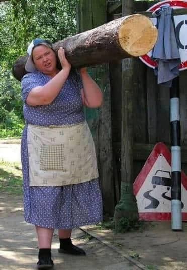 Babushka Carries Log Without Breaking a Sweat — Slavic Babushka meme