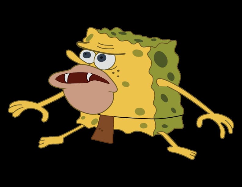 Caveman SpongeBob Confused Aggressive Reaction Template