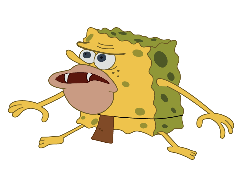 Caveman SpongeBob Confused Aggressive Reaction Template