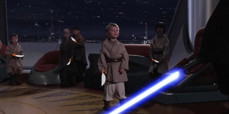 Los younglings armados y listos para Anakin — meme de Star Wars Dark Humor