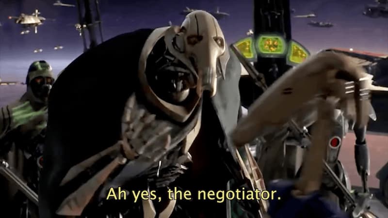 Ah sí, el negociador — General Grievous — meme de Star Wars Prequel
