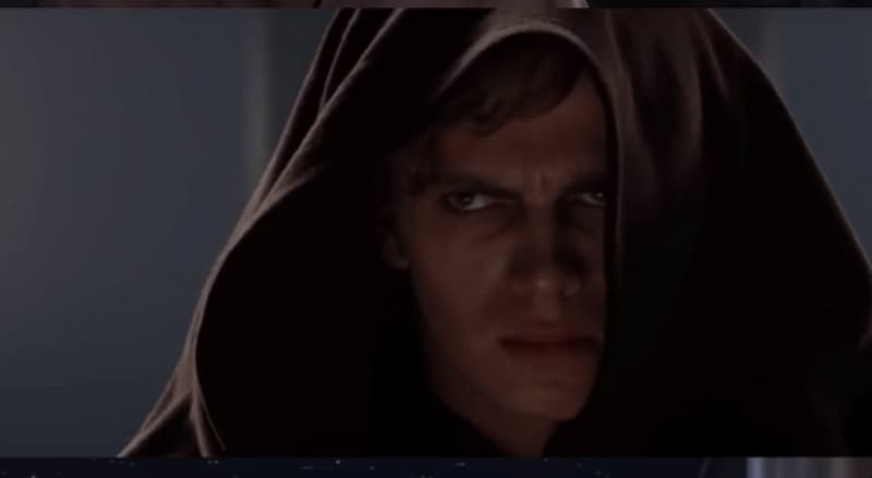 Anakin's Dark Side Menacing Hooded Stare — Star Wars Reaction meme