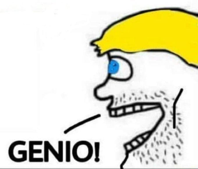 El Brainlet Rubio Se Llama a Sí Mismo Genio — meme de Wojak Brainlet