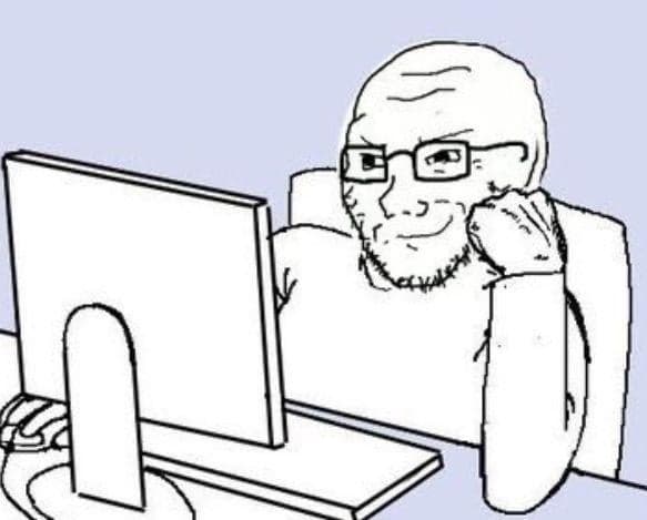 Smug Wojak Satisfied at His Computer — Wojak meme