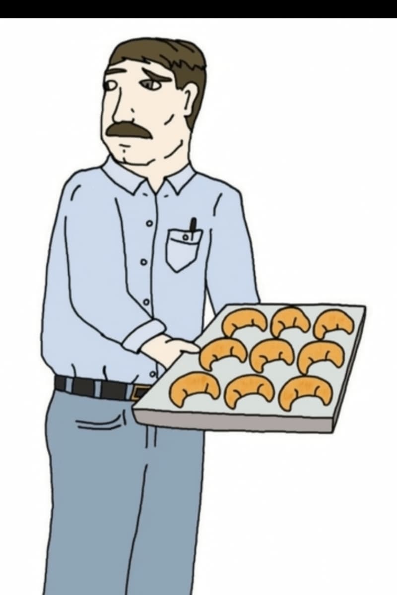 Displeased Dad Delivers Croissant Tray — Wojak meme